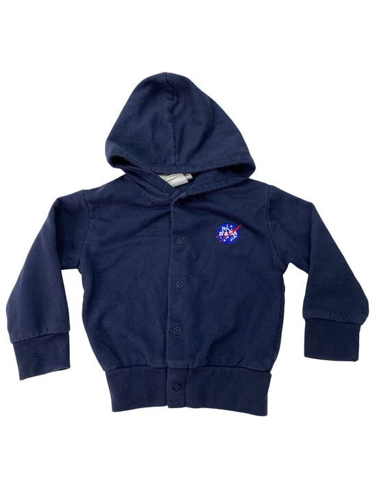 NASA Other - VTG Nasa Souvenir 6-9M Blue Long Sleeve Full Zip Hoodie Sweatshirt Button Up